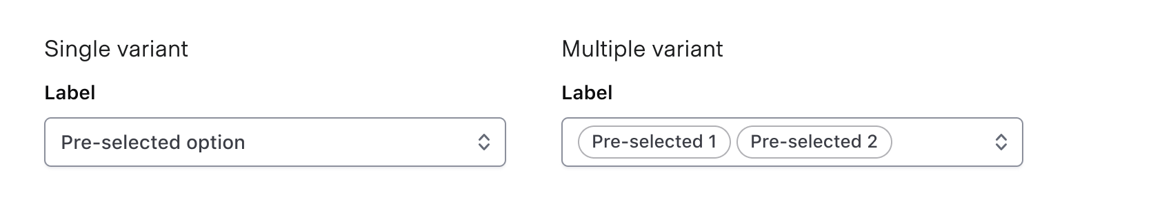 Showing preselected options in both a single and multiple variant. This helps show something has been preselected previously and the user can update their options